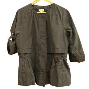 Caslon Womens Black Small Ruffle Hem Jacket  3/4 Sleeves Lightweight Sz Small